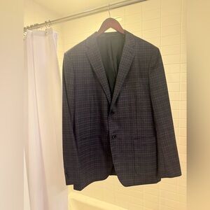 Theory Men's Navy Plaid Blazer